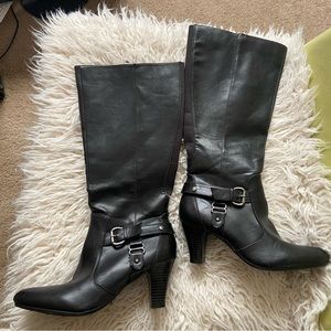 LIFE STRIDE Black Leather knee boots size 9 M EUC